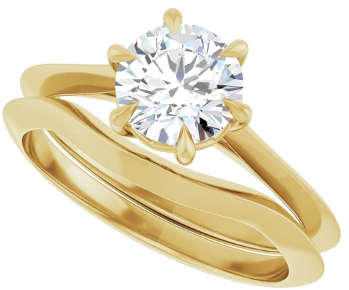 14K Yellow 6.5 mm Round Solitaire Engagement Ring Mounting (10)