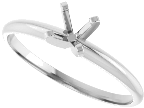 14K White 4.6 mm Round Ultra-Lightweight Solitaire Engagement Ring Mounting (5)