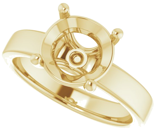 14K Yellow 9 mm Round Solitaire Engagement Ring Mounting (5)
