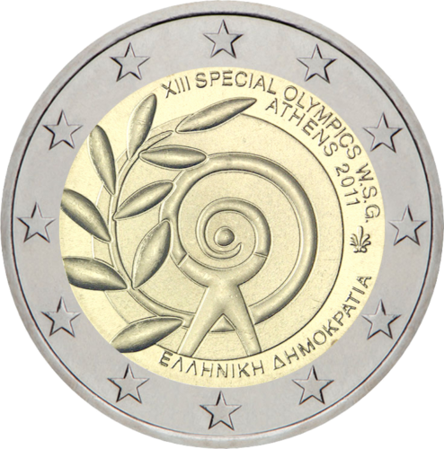 2011 Graikija Specialiosios Olimpinės žaidynės 2 eurų moneta (1)