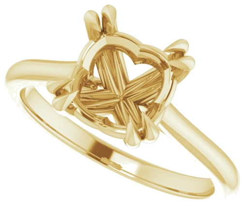 Sužadėtuvių Žiedas „Solitaire“ 585 Geltonojo Aukso Cushion 8mm (5)