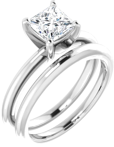 Sužadėtuvių Žiedas „Solitaire“ 585 Baltojo Aukso Square 5.5mm (6)