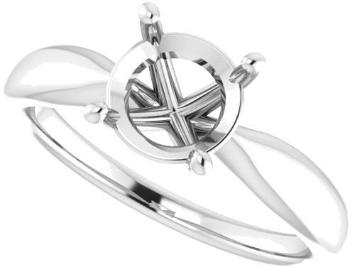 14K White  7.4 mm Round Solitaire Engagement Ring Mounting (5)