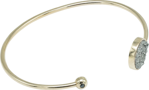 Gold bracelet with black diamond and quartz druzy ROCK&ROLL (3)