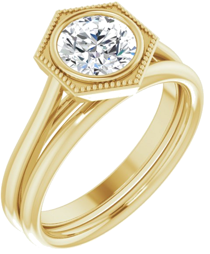 14K Yellow 6.5 mm Round Solitaire Engagement Ring Mounting (6)