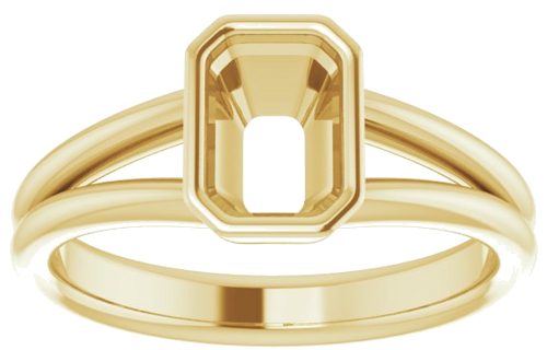 Sužadėtuvių Žiedas „Bezel-Set Solitaire“ 585 Geltonojo Aukso Emerald 7mm x 5mm (3)