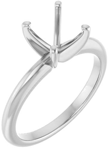 14K White  7 mm Cushion Solitaire Engagement Ring Mounting (1)