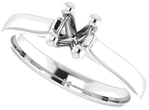 Sužadėtuvių Žiedas „Solitaire“ 585 Baltojo Aukso Oval 6mm x 4mm (5)