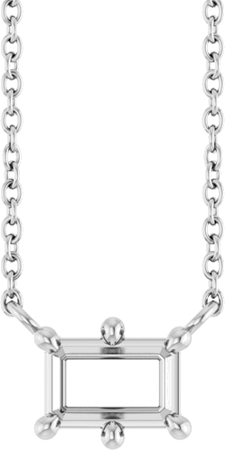 14K White 6x4 mm Emerald 6-Prong Solitaire 18  Necklace Mounting (1)