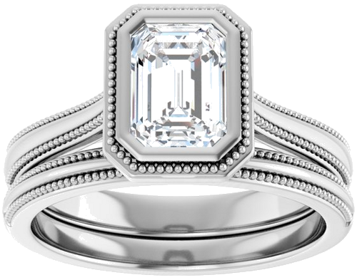 Sužadėtuvių Žiedas „Solitaire“ 585 Baltojo Aukso Emerald 7mm x 5mm (8)