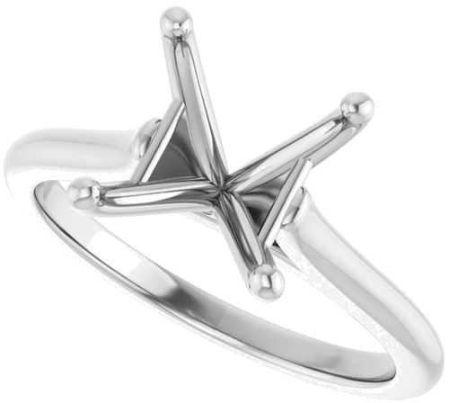 14K X1 White 7 mm Square Solitaire Engagement Ring Mounting (5)