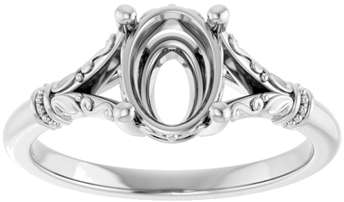 Platinum 8x6 mm Oval Solitaire Engagement Ring Mounting (3)