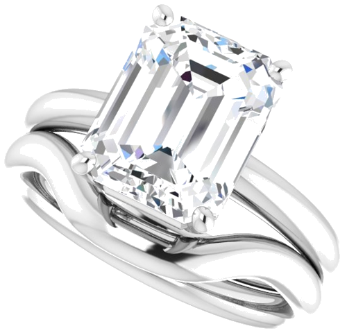 Sužadėtuvių Žiedas „Solitaire“ 585 Baltojo Aukso Emerald 10mm x 8mm (10)