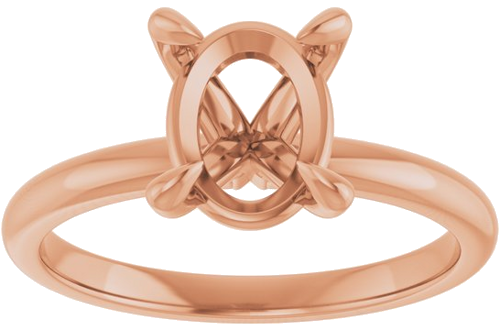 18K Rose  9x7 mm Oval Solitaire Engagement Ring Mounting (3)