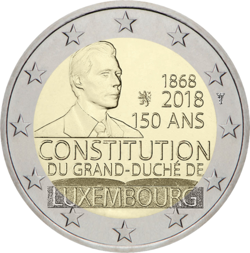 2018 Liuksemburgas Konstitucija 2 eurų moneta (1)
