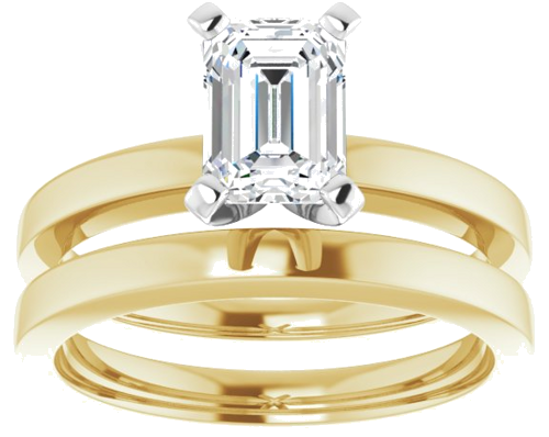 Sužadėtuvių Žiedas „Solitaire“ 585 Baltojo Ir Geltonojo Aukso Emerald 7mm x 5mm (8)