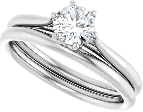 Sužadėtuvių Žiedas „Solitaire“ 585 Baltojo Aukso Round 5.2mm (10)