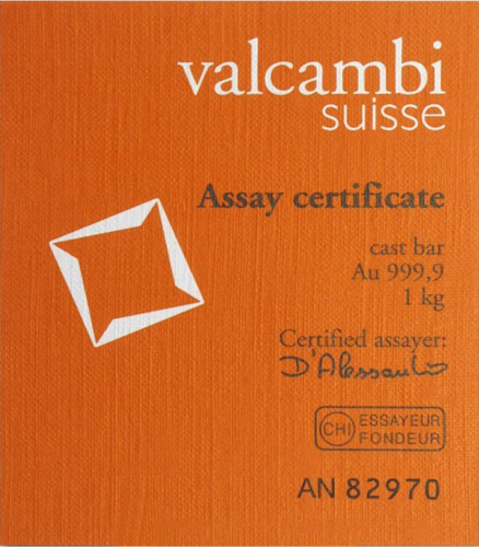 1 kg Investicinio aukso lietas luitas Valcambi (4)