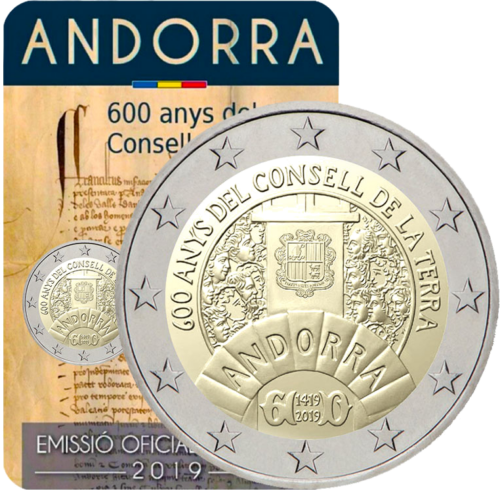2019 Andoras zemes padomes 2 eiro monēta (1)