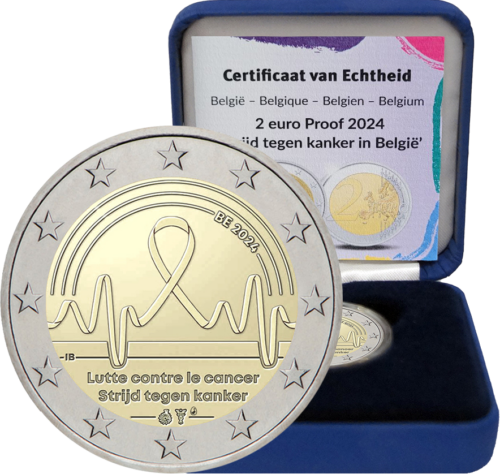2024 Belgija Kova prieš vėžį 2 eurų Proof moneta (1)