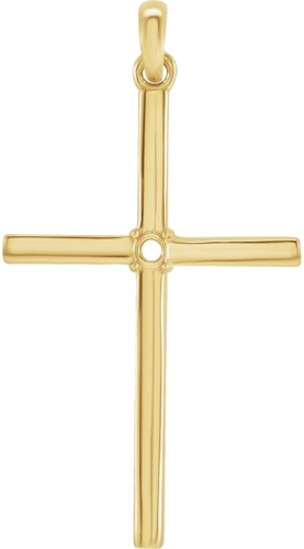 14K Yellow 1.3 mm Round Cross Pendant Mounting (1)