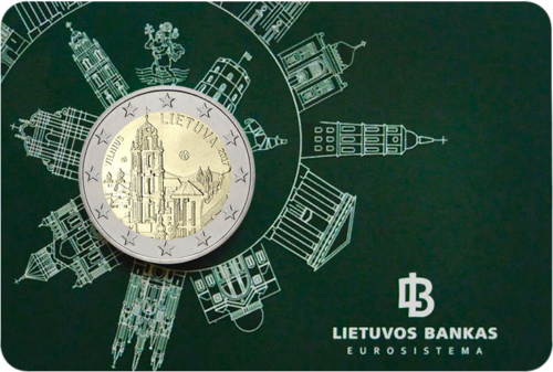 2017 Литва Вилнюс Монета с номинал 2 евро върху карта (1)