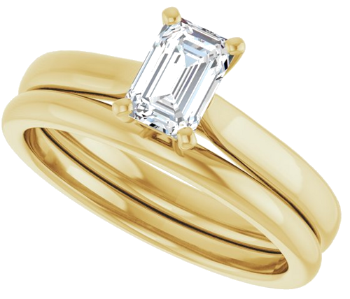 Sužadėtuvių Žiedas „Solitaire“ 417 Geltonojo Aukso Emerald 6mm x 4mm (10)