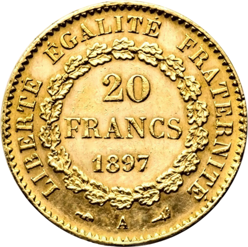 20 franki Eņģelis (Gēnijs) 1871-1898 Francijas impērija zelta monēta (2)