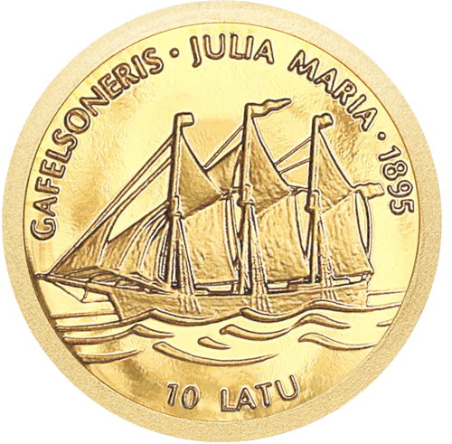 10 Latų burlaivis Julia Maria 1997 Latvija auksinė moneta (1)