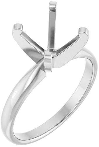 14K White 7 x 7 mm Square Solitaire Engagement Ring Mounting (1)