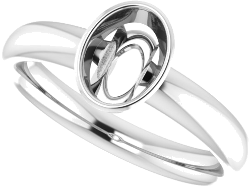 14K White 7x5 mm Oval Engagement Ring Mounting (5)