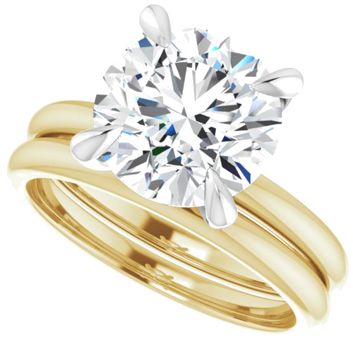 Sužadėtuvių Žiedas „Solitaire“ 585 Baltojo Ir Geltonojo Aukso Round 9.4mm (10)