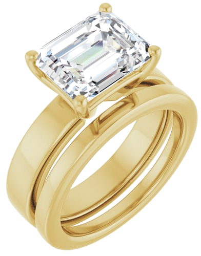 Sužadėtuvių Žiedas „Solitaire“ 585 Geltonojo Aukso Emerald 10mm x 8mm (6)