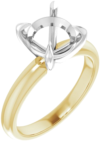14K Yellow White 9 mm Round Solitaire Engagement Ring Mounting (1)