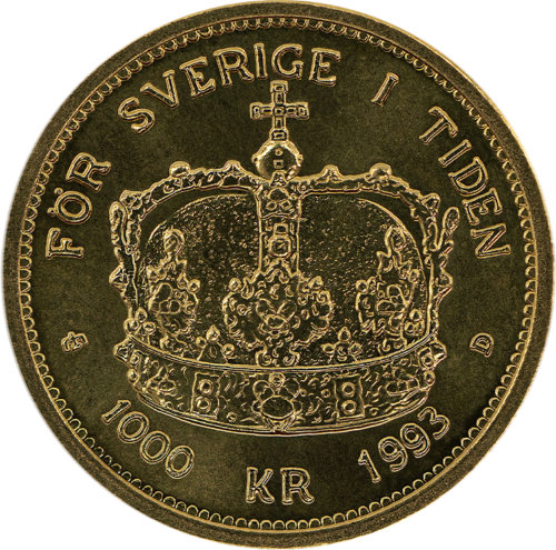 1000 kronų Carl XVI Gustaf 20 valdymo metų 1993 Švedija auksinė moneta (2)
