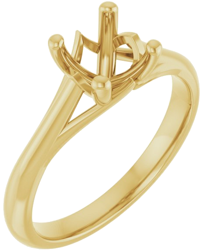 14K Yellow 6 mm Cushion Solitaire Engagement Ring Mounting (1)