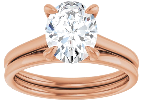 14K Rose  9x7 mm Oval Solitaire Engagement Ring Mounting (8)