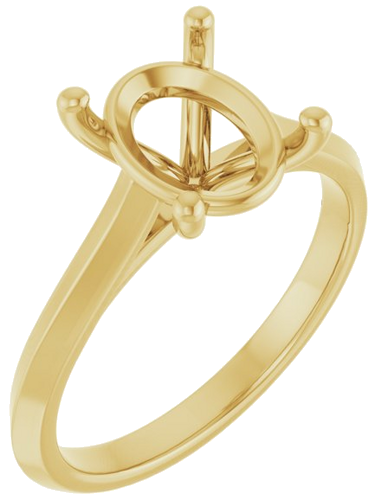 14K Yellow 10x8 mm Oval Solitaire Engagement Ring Mounting (1)