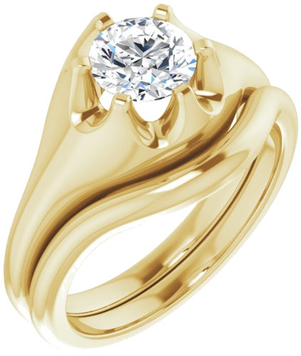 Sužadėtuvių Žiedas „Belcher Solitaire“ 417 Geltonojo Aukso Round 6mm (6)