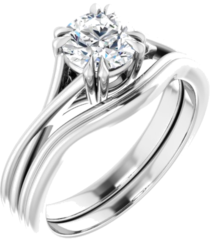 14K White 6 mm Round Solitaire Engagement Ring Mounting (6)