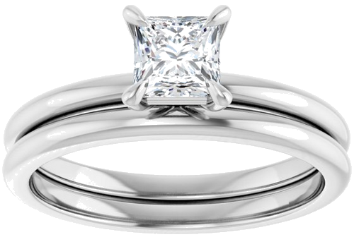 Sužadėtuvių Žiedas „Solitaire“ 585 Baltojo Aukso Square 4.5mm (8)