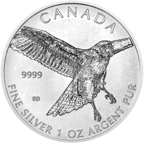 1 oz Sarkanastes vanags 2015 Kanāda sudraba monēta (1)