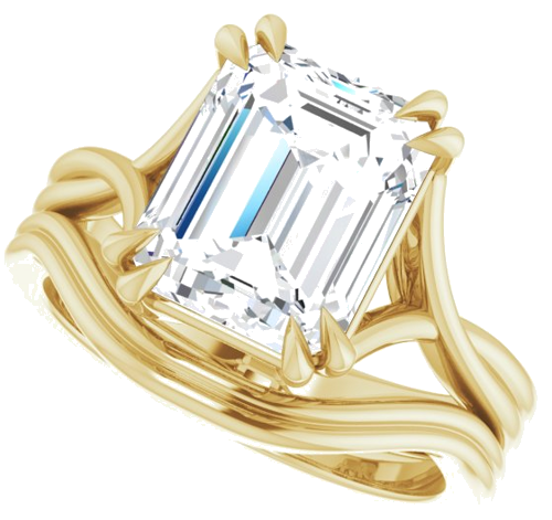 Sužadėtuvių Žiedas „Solitaire“ 585 Geltonojo Aukso Emerald 10mm x 8mm (10)