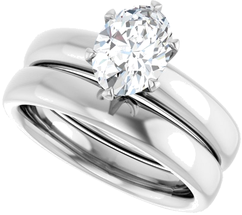 Sužadėtuvių Žiedas „Solitaire“ 585 Baltojo Aukso Oval 8mm x 6mm (10)