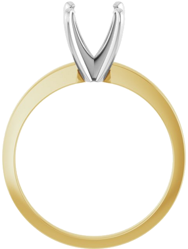 14K Yellow   White 7.3-7.7 mm Round 4-Prong Solitaire Ring Mounting (2)