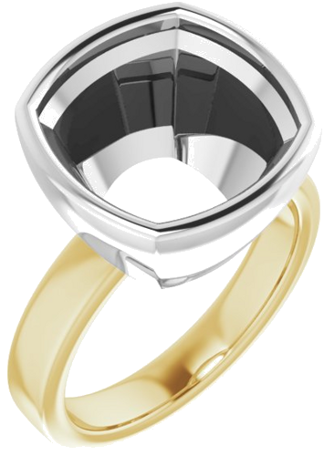 14K Yellow White 12 mm Cushion Solitaire Engagement Ring Mounting (1)