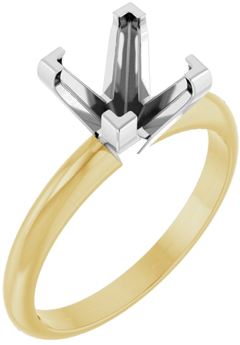 14K Yellow White 7 mm Square V-End 4-Prong Engagement Ring Mounting (1)