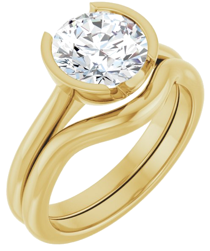 Sužadėtuvių Žiedas „Half Bezel Solitaire“ 585 Geltonojo Aukso Round 8mm (6)