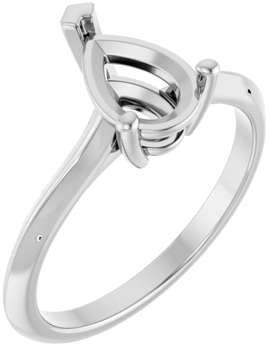 14K White 9x6 mm Pear V-Prong Engagement Ring Mounting (1)