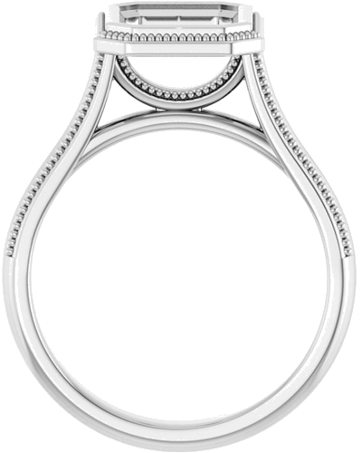 14K White 9x7 mm Emerald Solitaire Engagement Ring Mounting (2)